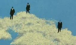 Three bankers in a cloud 