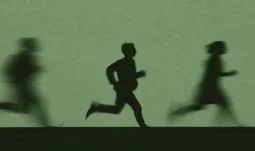 Silhouette of bankers running 