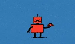 French robot holding croissant