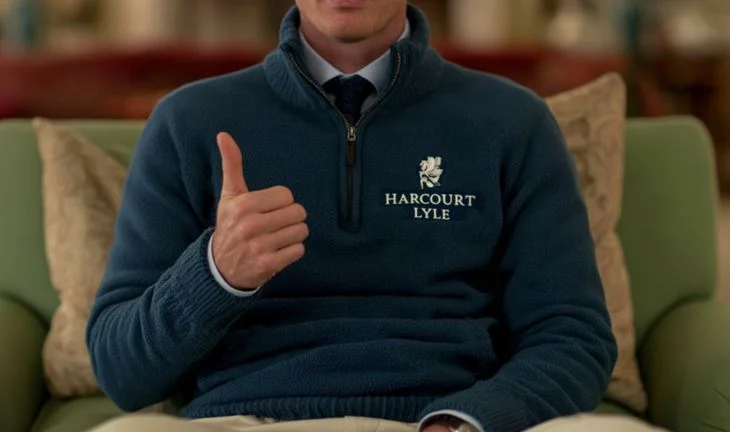 a banker in a Harcourt Lyle fleece