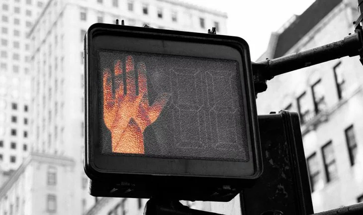 sidewalk stop sign